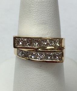 14K Yellow Gold Fiery Princess Cut Diamond Ring Size 6.25 1.53 ct. Original Price: $4000 Sale Price: $2700