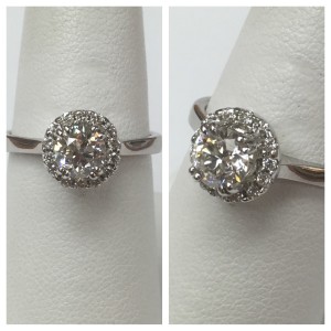 14K White Gold Diamond Halo Engagement Ring Size 6.5 .67 ct of sparkly diamonds Original Price: $3250 Sale Price: $2750
