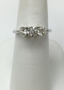 14K White Gold 3 Round Stone Diamond Ring 1 ct total weight Original Post: $2499 Sale Price: $1499