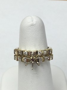 14K Yellow Gold Round and Baguette Semi-Mount Wedding Set Size 6 Original Price: $3900 Sale Price: $1999